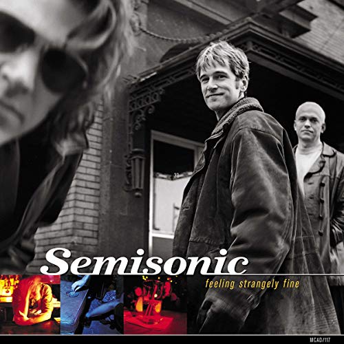 Album cover for Semisonic’s “Feeling Strangely Fine” featuring three men.
