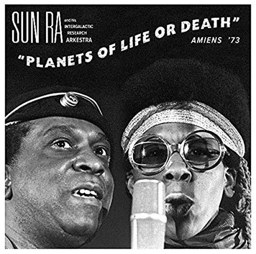 Black and white album cover featuring Sun Ra and a bandmate performing.