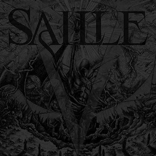 Black and white album cover for "Saille - V" with dark, detailed artwork.