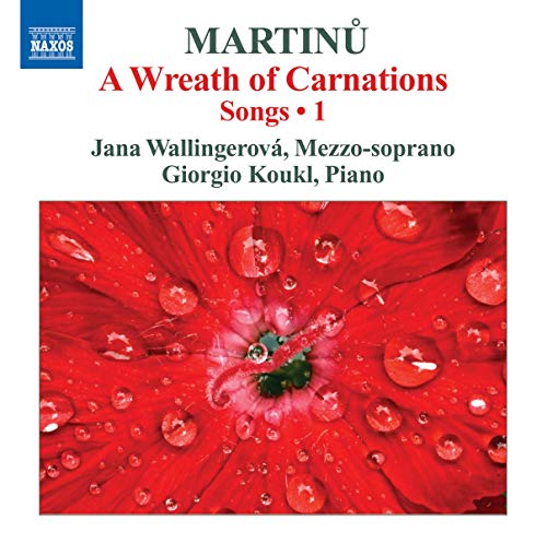 CD cover for Martinu’s “A Wreath of Carnations” featuring red flowers.