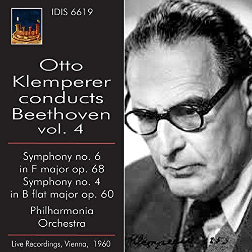 CD cover featuring Otto Klemperer in glasses, conducting Beethoven symphonies.