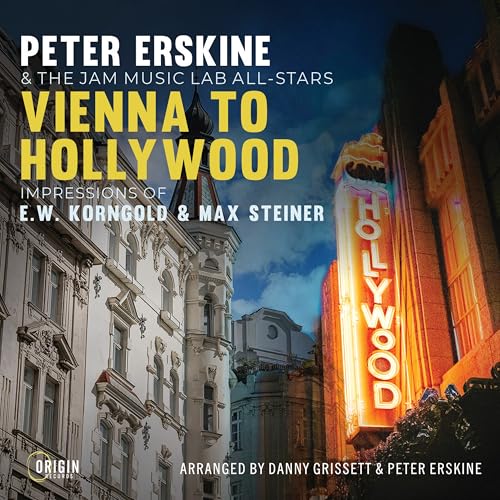 CD cover for Peter Erskine’s “Vienna To Hollywood” with cityscapes.
