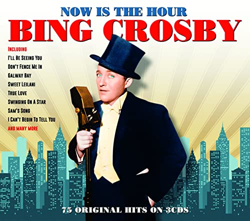 Bing Crosby in a top hat with a vintage microphone, CD cover.