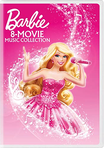 Barbie DVD cover featuring Barbie singing into a microphone, pink background.