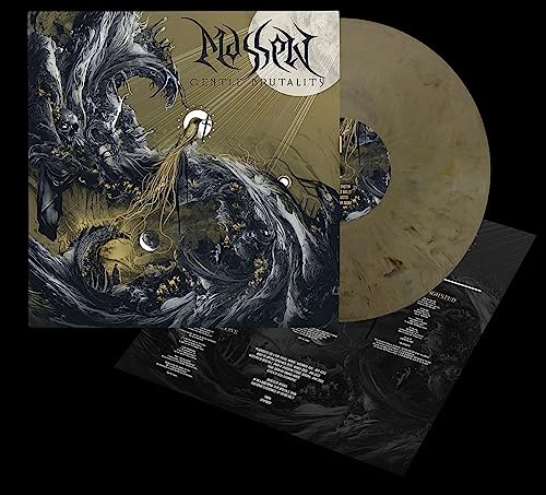 Massen "Gentle Brutality" vinyl record with dark, swirling artwork.