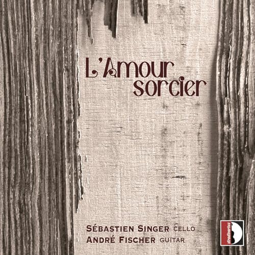CD cover with wood texture, title “L’Amour Sorcier”, and artist names.