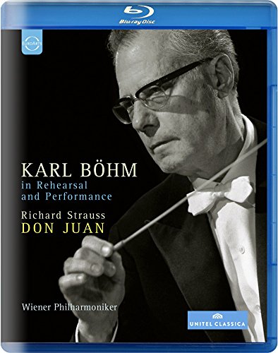 Blu-ray cover featuring conductor Karl Böhm with baton, black and white portrait.