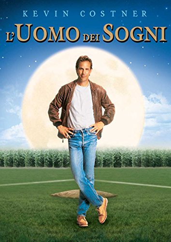 Movie poster for "L'Uomo Dei Sogni" featuring Kevin Costner in a baseball field.