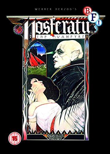 Nosferatu" DVD cover featuring a pale vampire and a woman in distress.