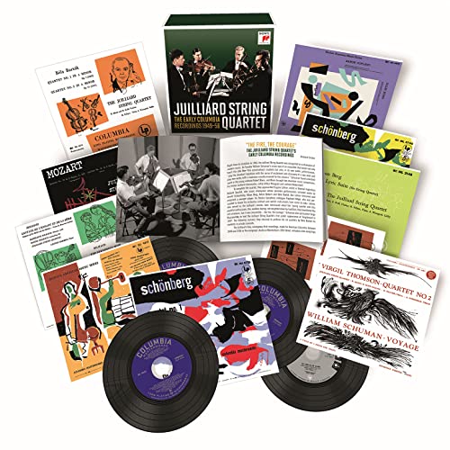CD box set with vintage record covers and black vinyl records.