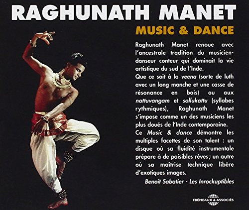 CD cover: Dancer Raghunath Manet in mid-performance, dark background.
