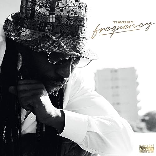 Black and white album cover featuring Tiwony wearing a bucket hat and sunglasses.