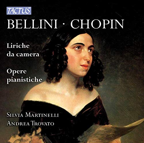CD cover featuring a portrait of a woman and composers Bellini & Chopin.