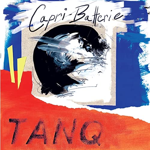 CD cover for Capri-Batterieās āTanqā with abstract portrait and red/blue design.