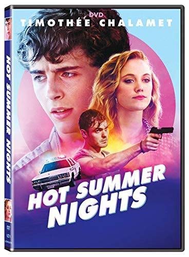 DVD cover for "Hot Summer Nights" featuring young actors and a police car.