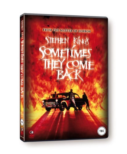 Sometimes They Come Back" DVD cover with fiery background and car scene.