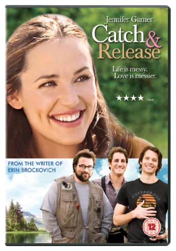 DVD cover with woman's smiling face and three men standing by a lake scene.