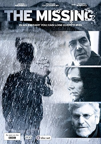 DVD cover for "The Missing" featuring portraits and a child in rain.