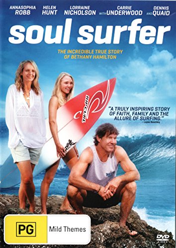 DVD cover for "Soul Surfer" featuring surfers and ocean waves.