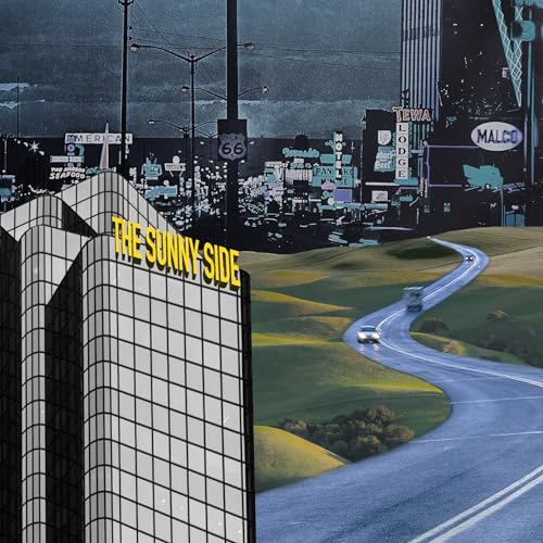 Vinyl record cover: roadside scene with buildings, highway, and text “The Sunny Side”.