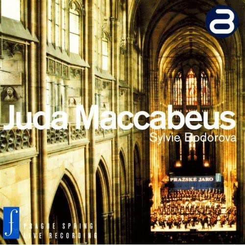 CD cover for “Juda Maccabeus” featuring a church interior and orchestra.