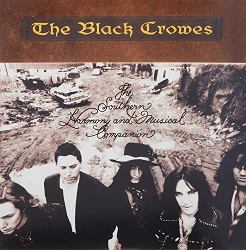 The Black Crowes album cover, sepia toned, with band members and vehicles.