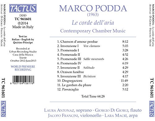 CD cover for "Le corde dell'aria" by Marco Podda, contemporary chamber music.