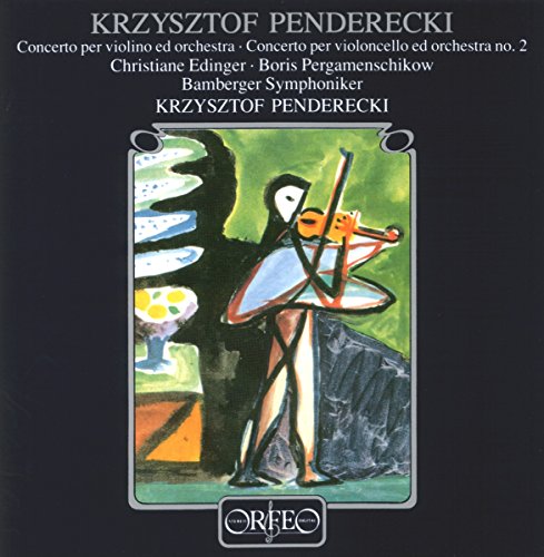 CD cover for Penderecki’s violin concerto with abstract, colorful artwork.