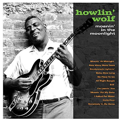 Howlin’ Wolf album cover featuring a portrait of the blues musician with a guitar.