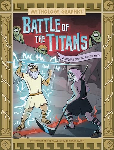 Graphic novel cover showing Zeus wielding a lightning bolt against a titan with a scythe.