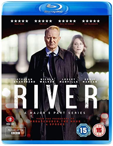 River" Blu-ray cover featuring Stellan Skarsgård and Nicola Walker, a detective drama.