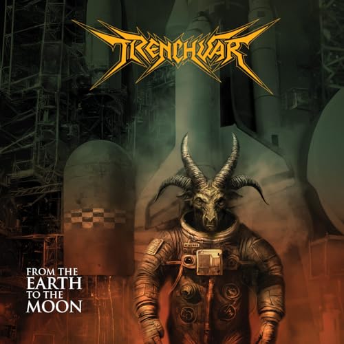 CD cover: demonic figure in spacesuit before rockets and structures.