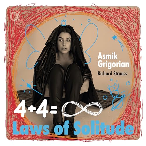 Vinyl album cover featuring Asmik Grigorian in black, with abstract red and blue lines.
