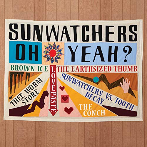 Sunwatchers "Oh Yeah?" vinyl record cover with colorful, abstract collage art.