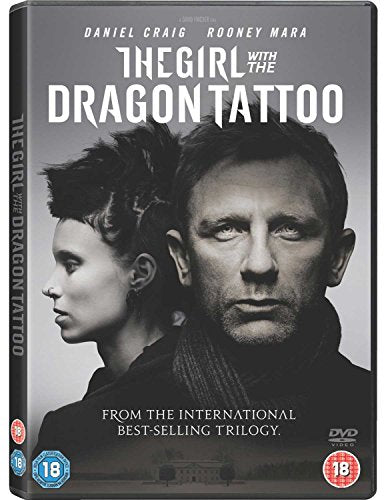 DVD cover for “The Girl With The Dragon Tattoo” featuring Daniel Craig and Rooney Mara.