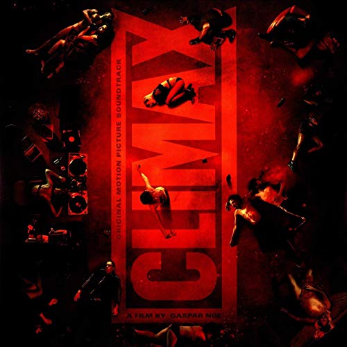 Red album cover for “Climax” soundtrack, showing figures in dynamic poses.