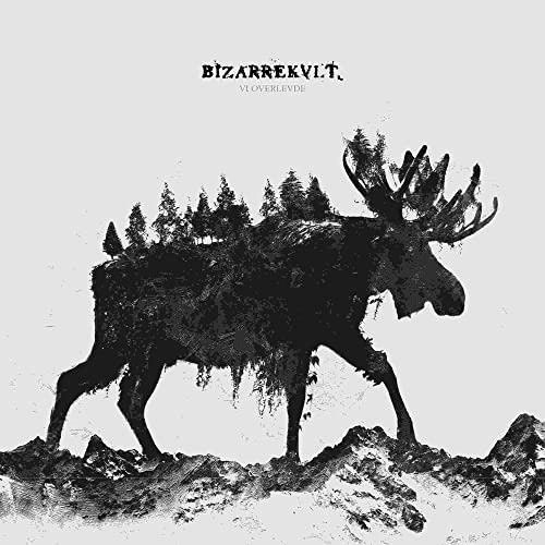 Black and white album cover featuring a moose silhouette filled with trees.