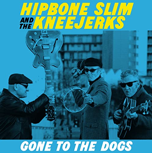 Album cover: band with instruments, blue and yellow color scheme.