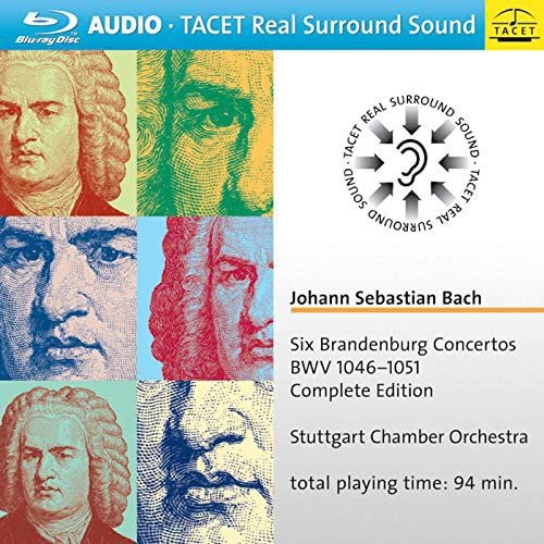 Blu-ray cover featuring Bach portraits and text for his Six Brandenburg Concertos.