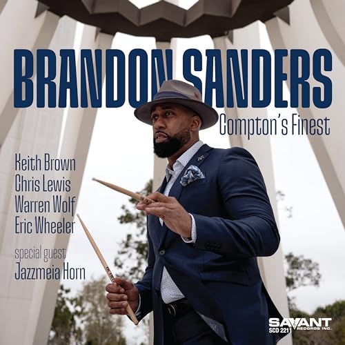 CD cover featuring Brandon Sanders, a musician in a suit and hat.