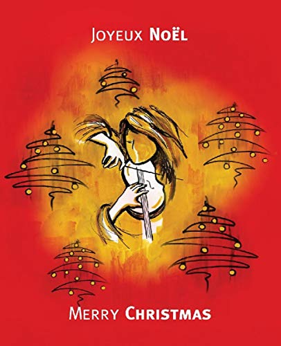 Red CD cover with sketched figure and Christmas trees.