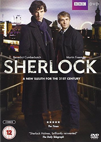 DVD cover featuring Benedict Cumberbatch and Martin Freeman standing against a London city skyline.