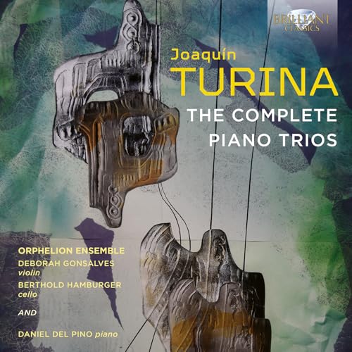 CD cover for Joaquín Turina’s piano trios, featuring mask imagery.