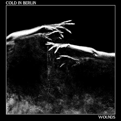 Black and white album cover with multiple reaching hands, textured background.