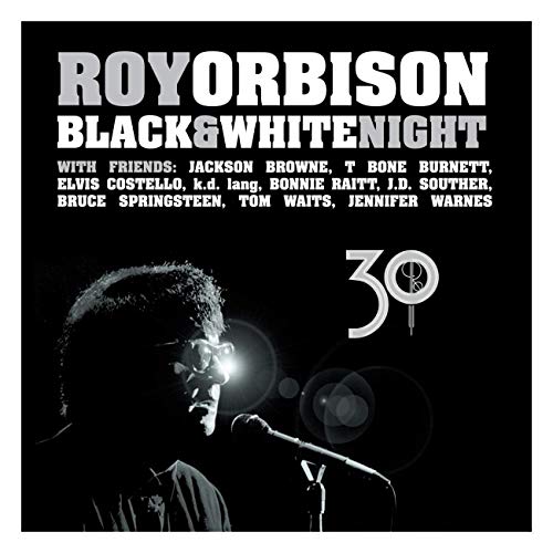 Roy Orbison “Black & White Night 30” vinyl record cover, black and white.