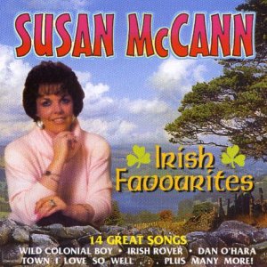 CD cover for Susan McCann’s “Irish Favourites” featuring a portrait and landscape.
