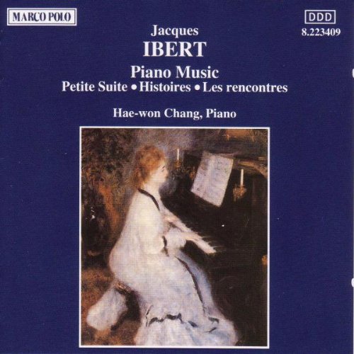 CD cover for Jacques Ibert’s Piano Music, featuring a painting of a pianist.