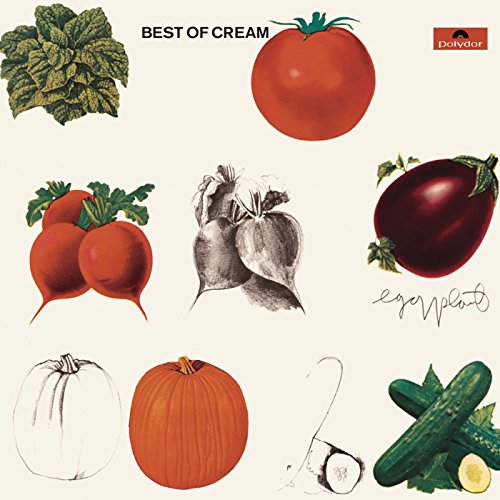 Album cover featuring various illustrations of vegetables on a cream-colored background.