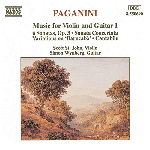 CD cover for Paganini’s violin and guitar music, featuring a landscape painting.