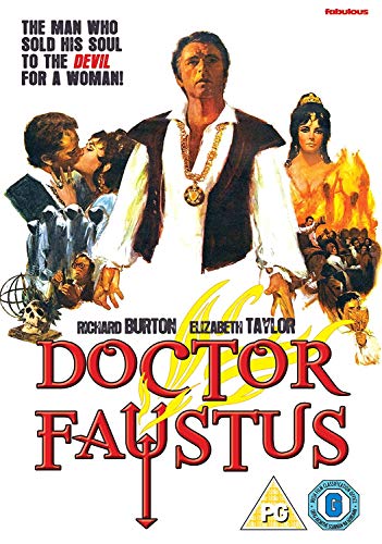 Doctor Faustus" DVD cover with Richard Burton, Elizabeth Taylor, and dramatic imagery.